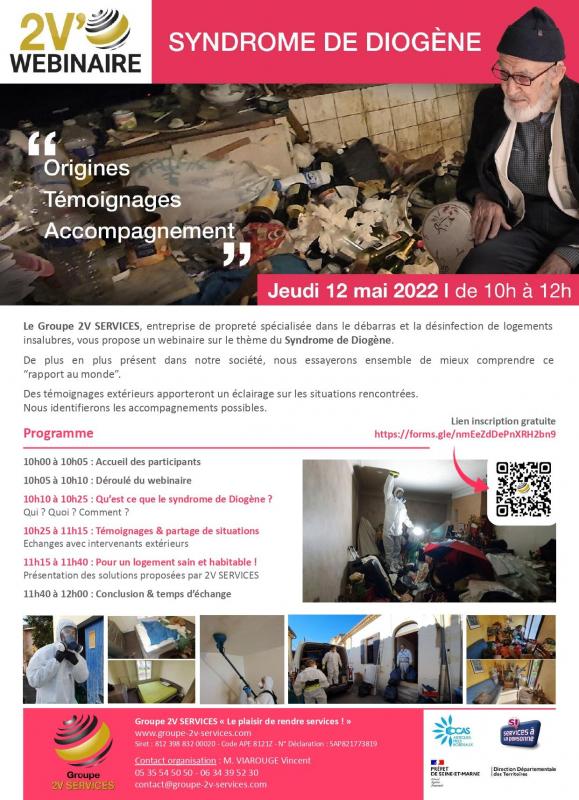 Progamme du 2V'Webinaire > Syndrôme de Doiogène : rigines, Témoignages & Accompagnement - le jeudi 12 mai 2022 de 10h à 12h