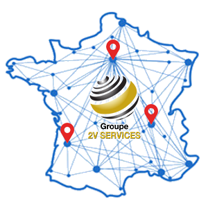2V SERVICES : carte d'intervention partout en France de notre entreprise française de propreté et services
